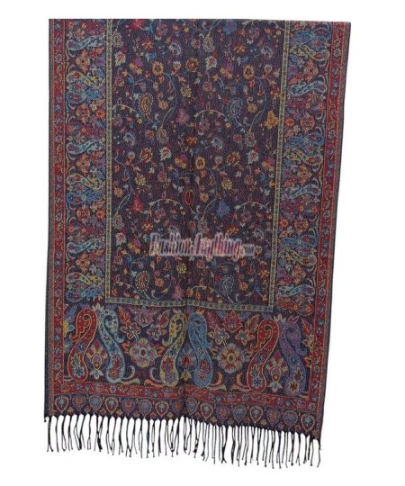 (image for) Rave Paisley Pattern Pashmina Shawl Wrap Navy