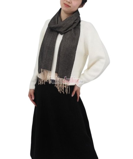 (image for) Cashmere Feel Design Scarf Black/Tan