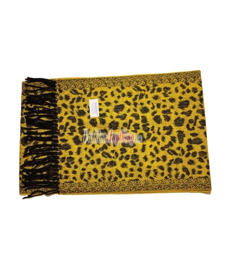 (image for) Cashmere Feel Leopard Scarf Yellow