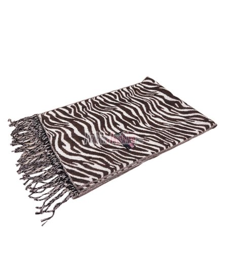 (image for) Cashmere Feel Zebra Scarf Brown