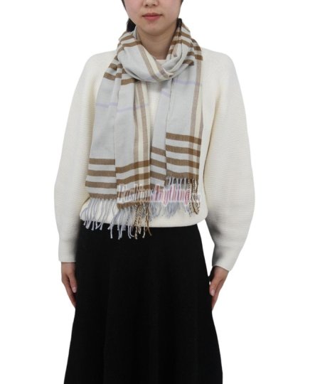 (image for) Cashmere Feel Pattern Scarf Light Blue