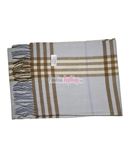 (image for) Cashmere Feel Pattern Scarf Light Blue