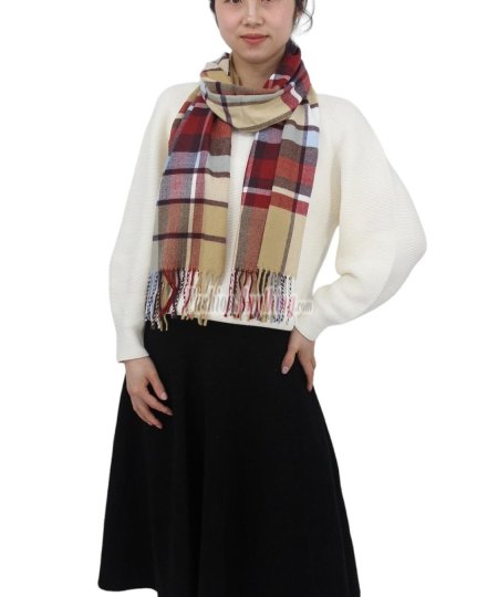 (image for) Cashmere Feel Classic Scarf Beige/Red