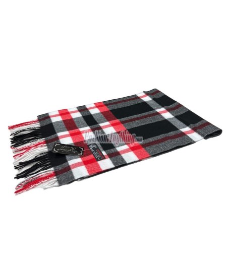 (image for) Woven Cashmere Feel Classic Scarf BK/WT/Red