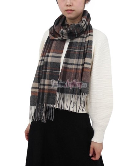 (image for) Woven Cashmere Feel Checker Scarf Brown /Black