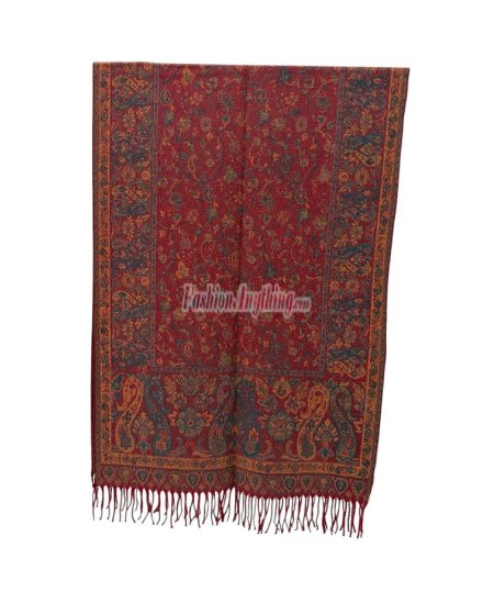 (image for) Rave Paisley Pattern Pashmina Shawl Wrap Burgundy