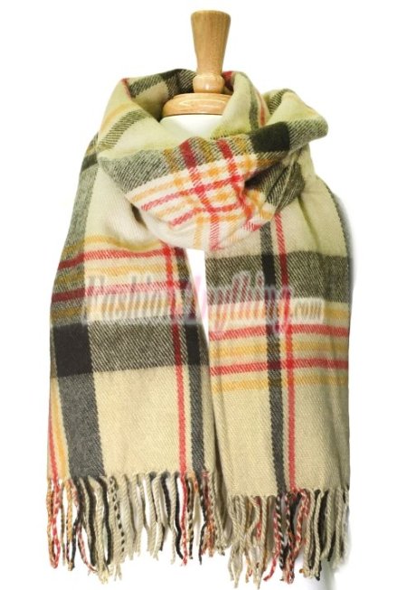 (image for) Plaid Blanket Wrap Beige