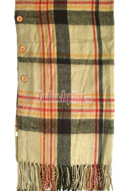(image for) Plaid Blanket Wrap Beige