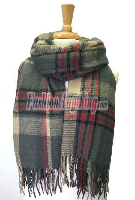 (image for) Plaid Blanket Wrap Dark Grey