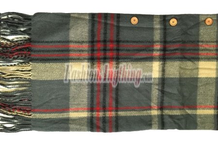 (image for) Plaid Blanket Wrap Dark Grey