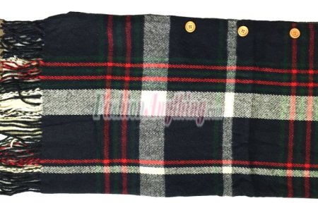 (image for) Plaid Blanket Wrap Navy