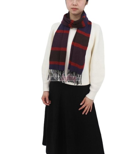 (image for) Cashmere Feel Pattern Scarf Wine