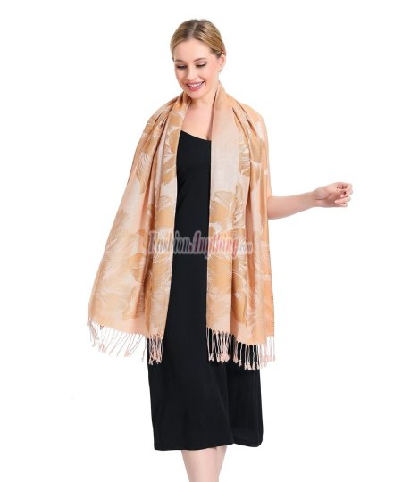 (image for) Peony Pattern Pashmina Tan