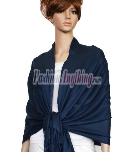 (image for) Navy Blue Solid Pashmina Scarf