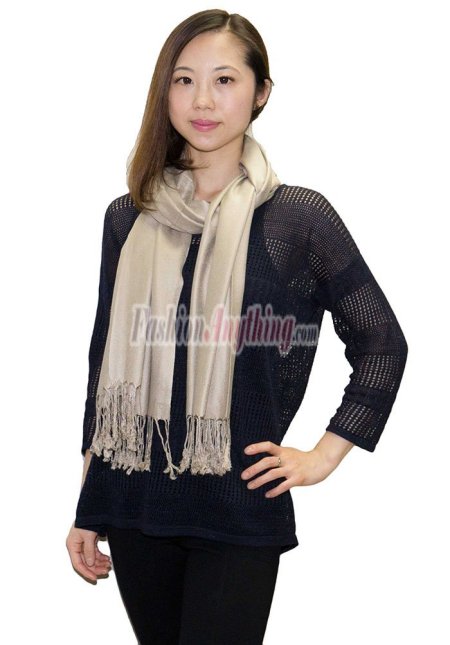 (image for) Silky Soft Solid Pashmina Scarf Khaki NEW