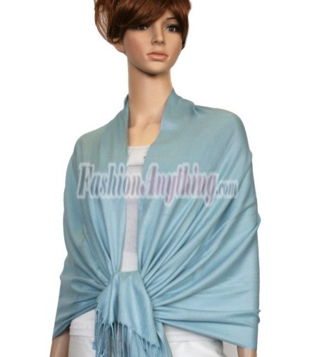 (image for) Silky Soft Solid Pashmina Scarf Powder Blue