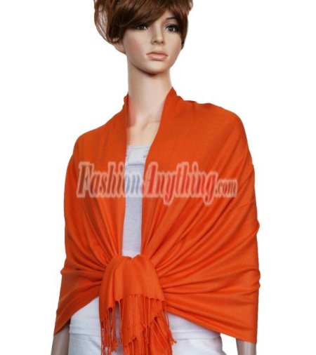 (image for) Silky Soft Solid Pashmina Scarf Orange