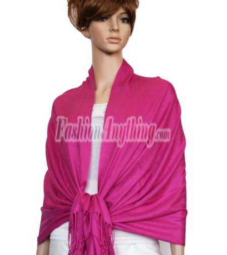 (image for) Silky Soft Solid Pashmina Scarf Fuchsia