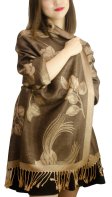 (image for) Rose & Leaf Pashmina Dark Brown