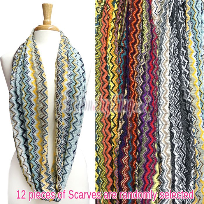 (image for) Zigzag Knit Infinity Scarf 1 DZ, Asst. Color