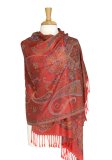(image for) Gorgeous Paisley Flower Pashmina Label red