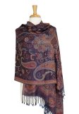 (image for) Gorgeous Paisley Flower Pashmina label Navy