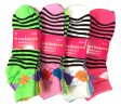 (image for) Women Diamond Strip Print Socks Dozen (12 Pairs) - Assorted Color