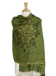 (image for) Gorgeous border Pashmina Label Green