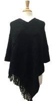 (image for) Wavy Solid Knit Poncho Black