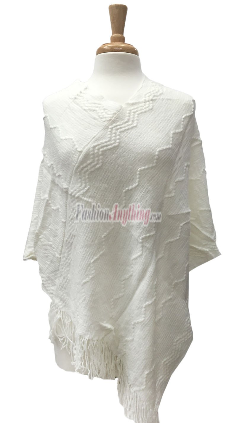 (image for) Wavy Solid Knit Poncho White