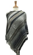 (image for) Zigzag Thick Knit Poncho Black / Grey