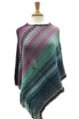 (image for) Zigzag Thick Knit Poncho Purple / Teal