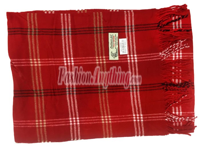 (image for) Woven Cashmere Feel Plaid Scarf Z08 Red