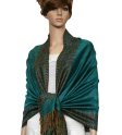 (image for) Border Patterned Pashmina Medium Aquamarine