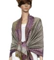 (image for) Border Patterned Pashmina Beige w/ Purple