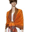 (image for) Border Patterned Pashmina Orange