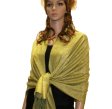 (image for) Paisley Jacquard Pashmina Lime w/ Yellow