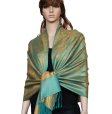 (image for) Paisley Jacquard Pashmina Gold w/ Green