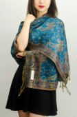 (image for) Jacquard Paisley Pashmina 2-Ply Teal