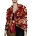 (image for) Multi-Colored Circle Pattern Pashmina Red