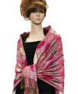 (image for) Metallic Paisley Pashmina Fuchsia Red