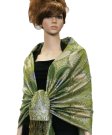 (image for) Metallic Paisley Pashmina Scarf Army Green