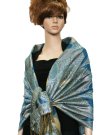 (image for) Metallic Paisley Pashmina Peacock Blue