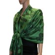 (image for) Leaf Jacquard Pashmina Scarf Green