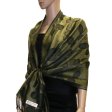 (image for) Leaf Jacquard Pashmina Scarf Army Green