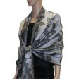 (image for) Leaf Jacquard Pashmina Scarf Grey