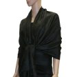 (image for) Leaf Jacquard Pashmina Scarf Black