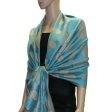 (image for) Leaf Jacquard Pashmina Scarf Teal