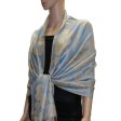 (image for) Leaf Jacquard Pashmina Scarf Light Blue