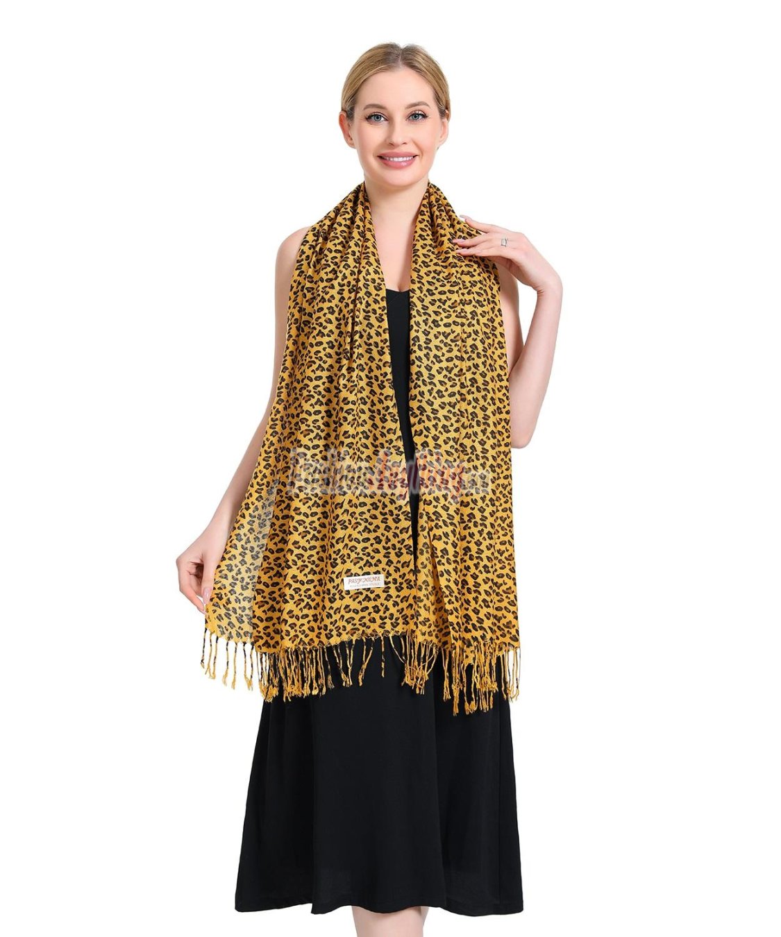 (image for) Leopard Pashmina Pattern Scarf Brown